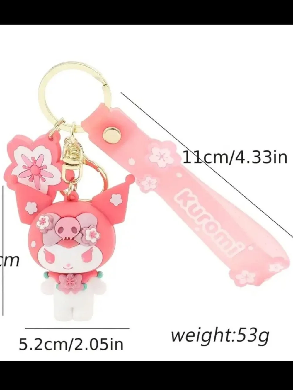 Kuromi Cool Rice Key Chain Bag Charm Pink